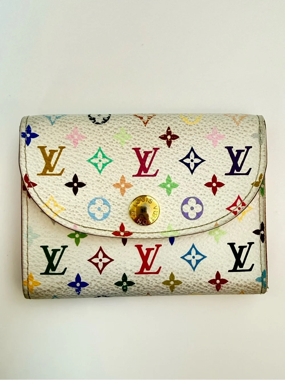 Vintage Louis Vuitton Multicolor Monogram Compact Wallet - White